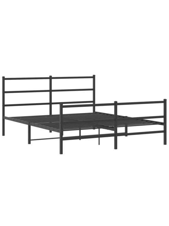 Kovový rám postele s hlavovým a nožním čelem černý 150 x 200 cm