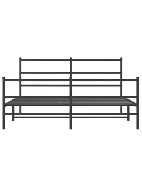 Kovový rám postele s hlavovým a nožním čelem černý 150 x 200 cm