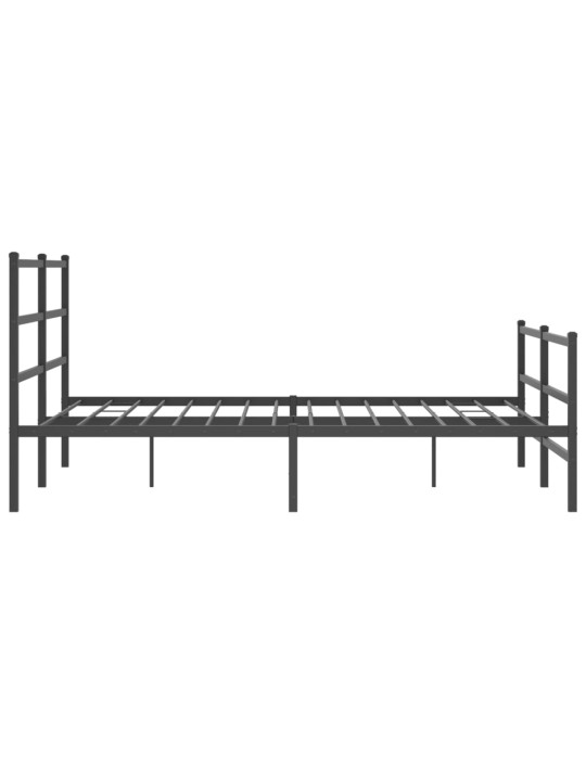 Kovový rám postele s hlavovým a nožním čelem černý 150 x 200 cm