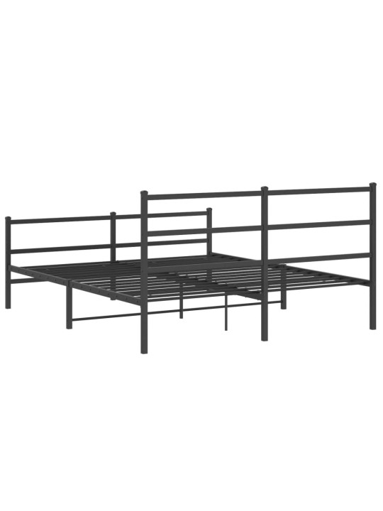 Kovový rám postele s hlavovým a nožním čelem černý 150 x 200 cm