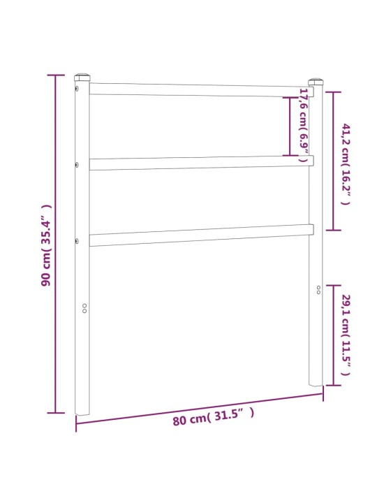 Kovové čelo postele černé 75 cm