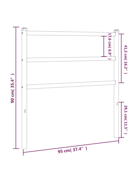 Kovové čelo postele černé 90 cm