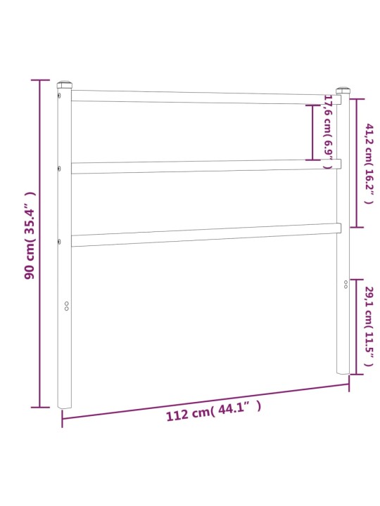 Kovové čelo postele černé 107 cm