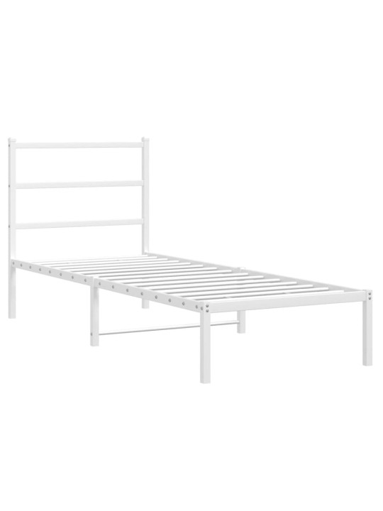 Kovový rám postele bez matrace s čelem bílý 75 x 190 cm