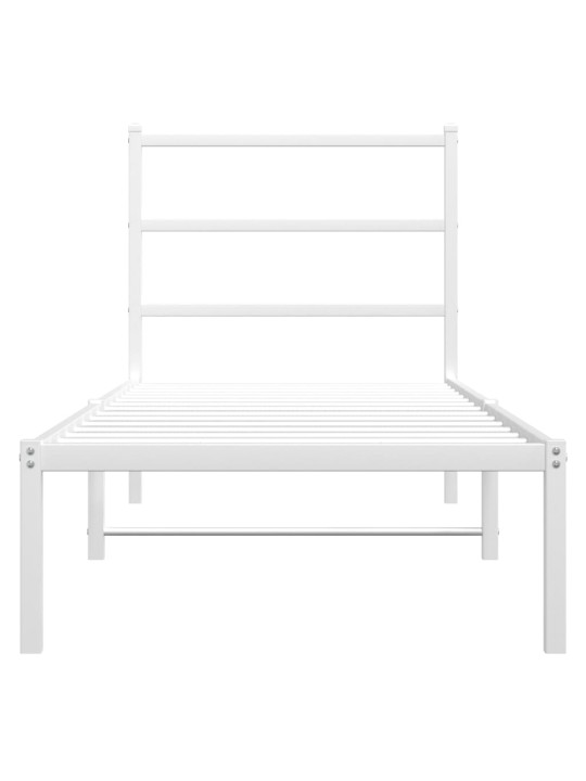 Kovový rám postele bez matrace s čelem bílý 75 x 190 cm