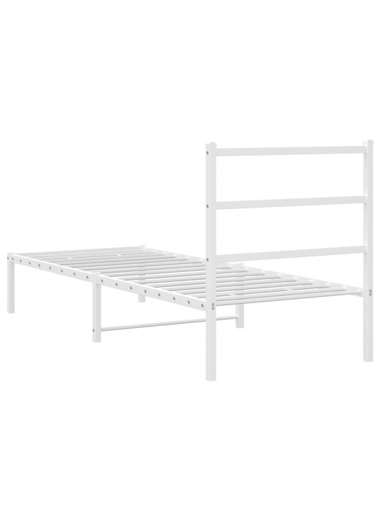 Kovový rám postele bez matrace s čelem bílý 75 x 190 cm
