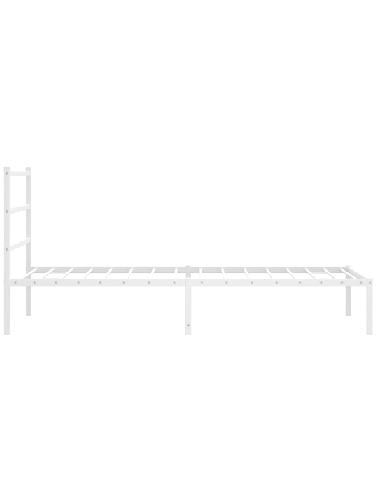Kovový rám postele s čelem bílý 100 x 200 cm