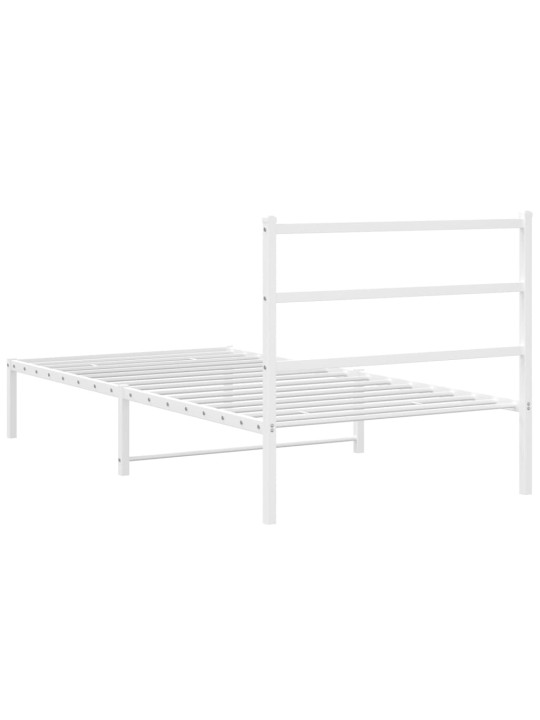 Kovový rám postele s čelem bílý 100 x 200 cm