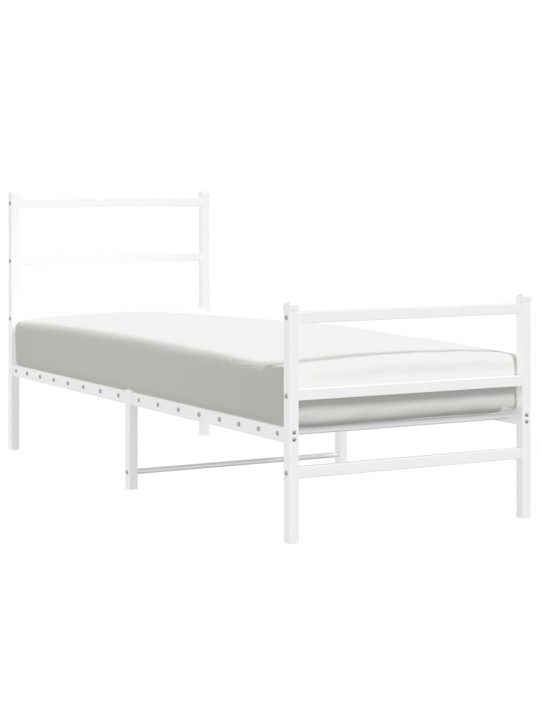 Kovový rám postele s hlavovým a nožním čelem bílý 80 x 200 cm