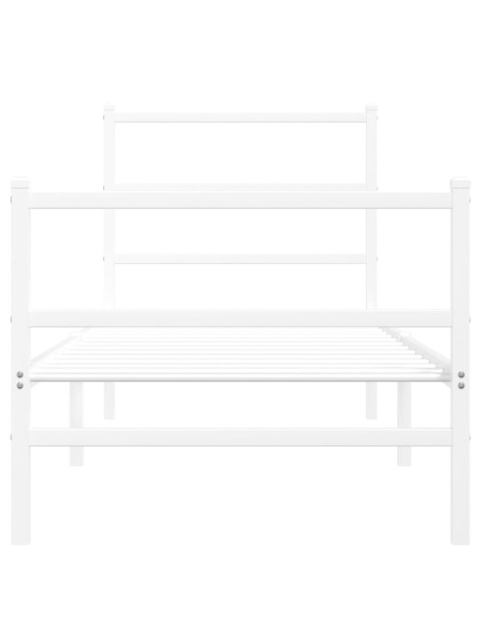Kovový rám postele s hlavovým a nožním čelem bílý 80 x 200 cm