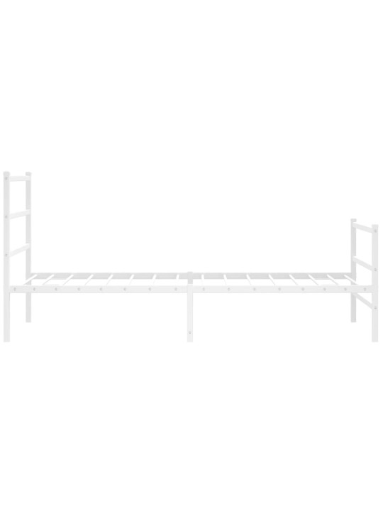 Kovový rám postele s hlavovým a nožním čelem bílý 100 x 200 cm
