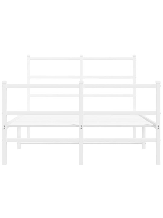 Kovový rám postele s hlavovým a nožním čelem bílý 120 x 190 cm