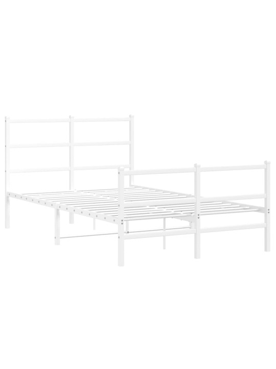 Kovový rám postele s hlavovým a nožním čelem bílý 120 x 200 cm