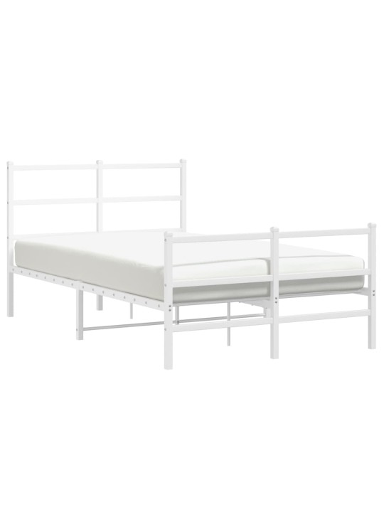 Kovový rám postele s hlavovým a nožním čelem bílý 120 x 200 cm