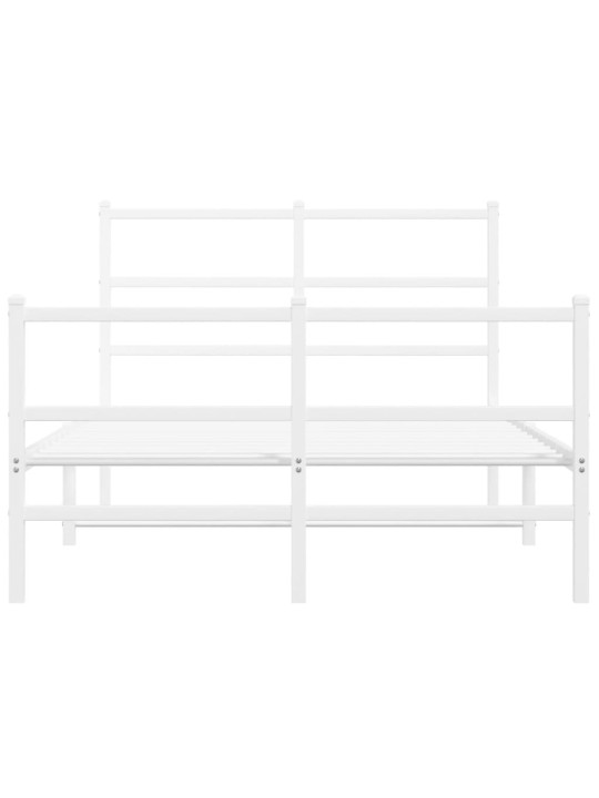 Kovový rám postele s hlavovým a nožním čelem bílý 120 x 200 cm
