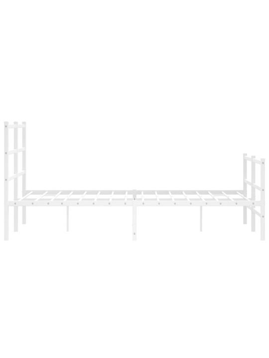 Kovový rám postele s hlavovým a nožním čelem bílý 120 x 200 cm
