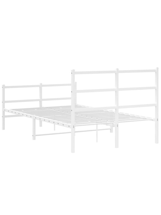 Kovový rám postele s hlavovým a nožním čelem bílý 120 x 200 cm