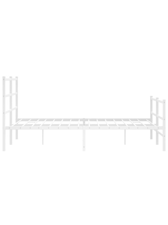 Kovový rám postele s hlavovým a nožním čelem bílý 135 x 190 cm