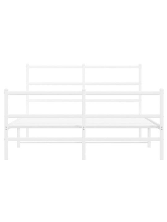 Kovový rám postele s hlavovým a nožním čelem bílý 140 x 190 cm
