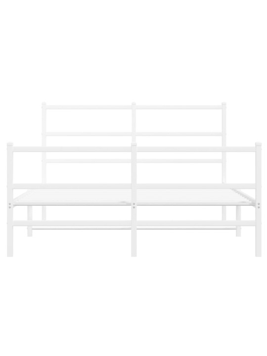 Kovový rám postele s hlavovým a nožním čelem bílý 140 x 200 cm