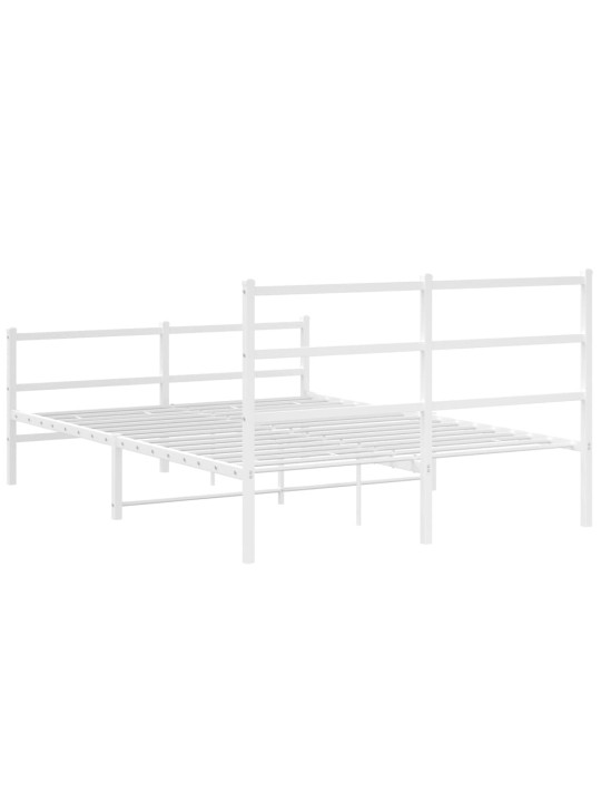 Kovový rám postele s hlavovým a nožním čelem bílý 140 x 200 cm
