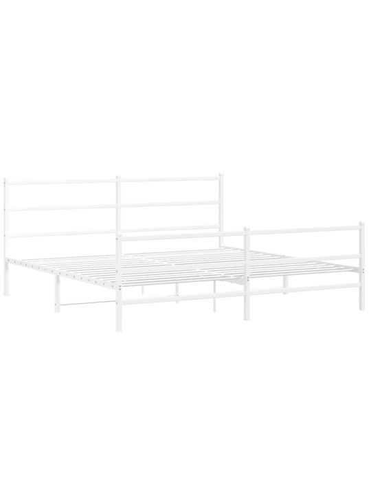 Kovový rám postele s hlavovým a nožním čelem bílý 200 x 200 cm