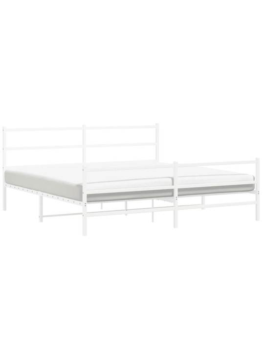 Kovový rám postele s hlavovým a nožním čelem bílý 200 x 200 cm