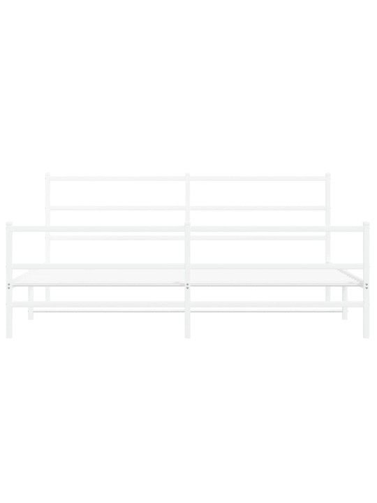 Kovový rám postele s hlavovým a nožním čelem bílý 200 x 200 cm