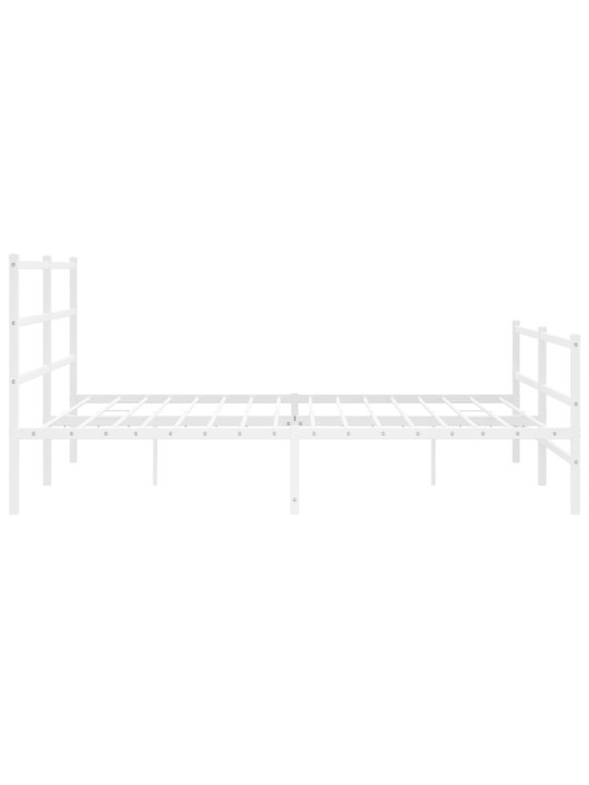 Kovový rám postele s hlavovým a nožním čelem bílý 200 x 200 cm