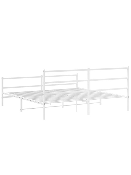 Kovový rám postele s hlavovým a nožním čelem bílý 200 x 200 cm