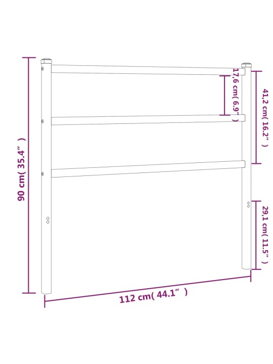 Kovové čelo postele bílé 107 cm