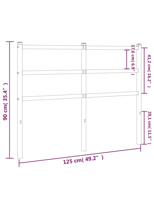 Kovové čelo postele bílé 120 cm