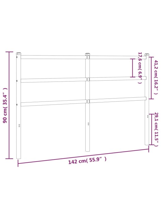 Kovové čelo postele bílé 135 cm
