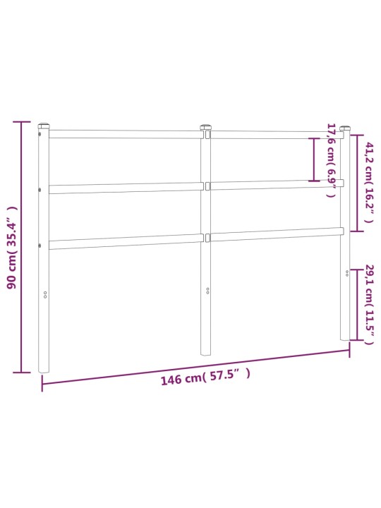 Kovové čelo postele bílé 140 cm