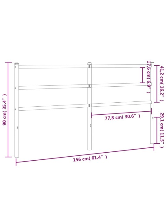 Kovové čelo postele bílé 150 cm