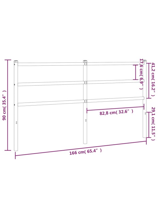 Kovové čelo postele bílé 160 cm