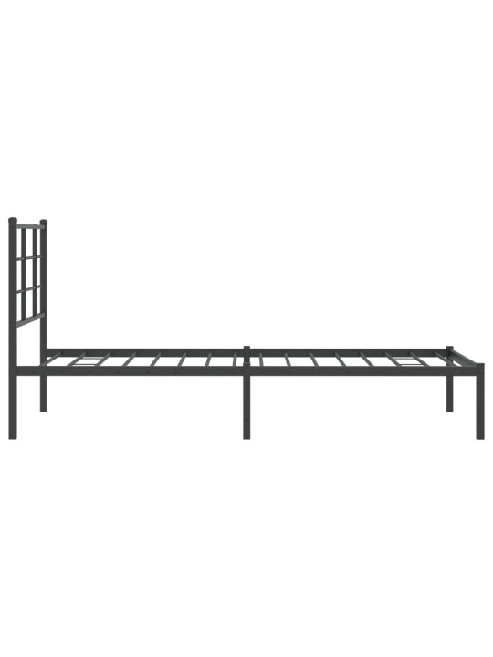 Kovový rám postele s čelem černý 80 x 200 cm
