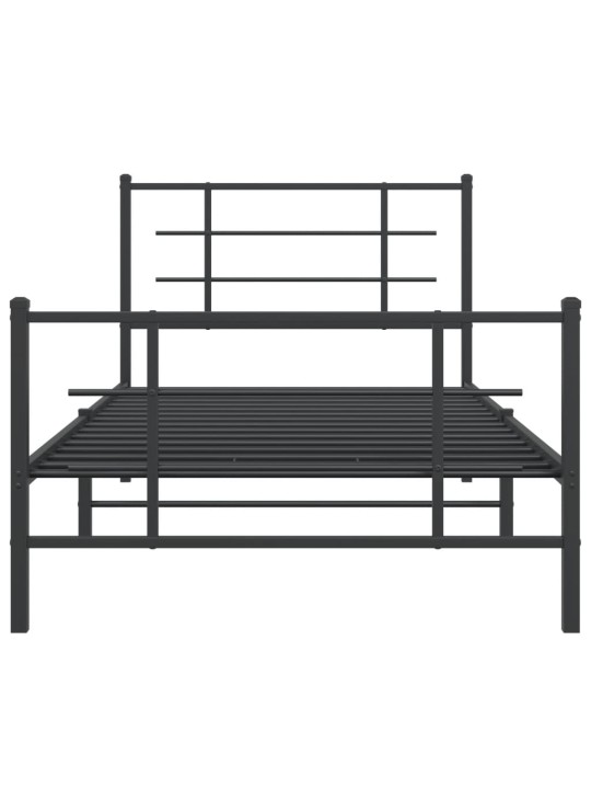 Kovový rám postele s hlavovým a nožním čelem černý 100 x 200 cm