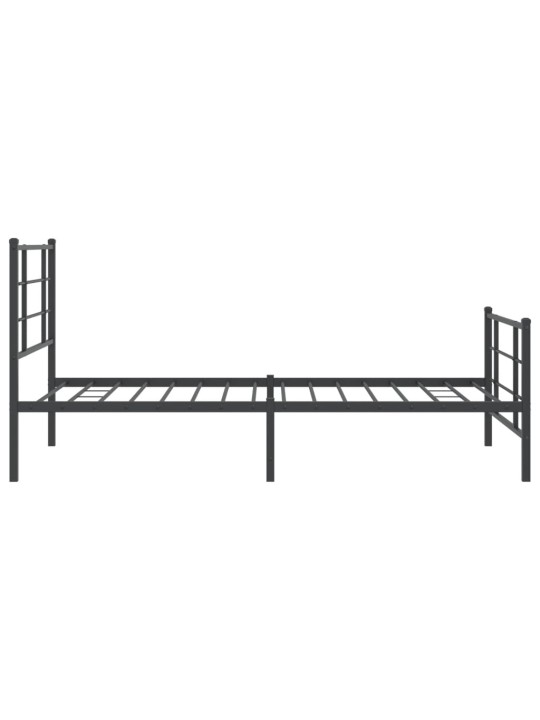Kovový rám postele s hlavovým a nožním čelem černý 100 x 200 cm