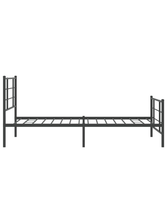 Kovový rám postele s hlavovým a nožním čelem černý 107 x 203 cm