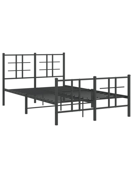 Kovový rám postele s hlavovým a nožním čelem černý 120 x 200 cm