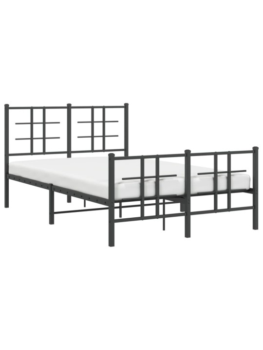 Kovový rám postele s hlavovým a nožním čelem černý 120 x 200 cm