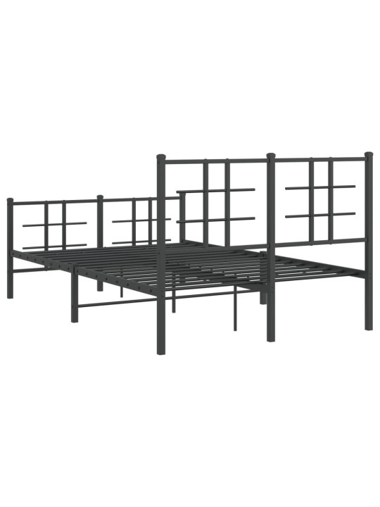 Kovový rám postele s hlavovým a nožním čelem černý 120 x 200 cm