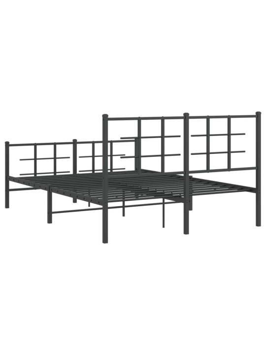 Kovový rám postele s hlavovým a nožním čelem černý 135 x 190 cm