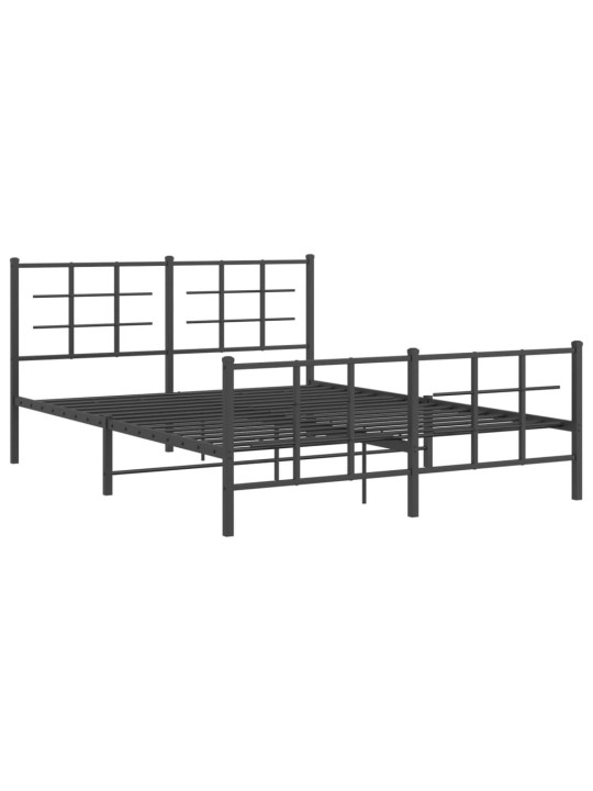 Kovový rám postele s hlavovým a nožním čelem černý 150 x 200 cm