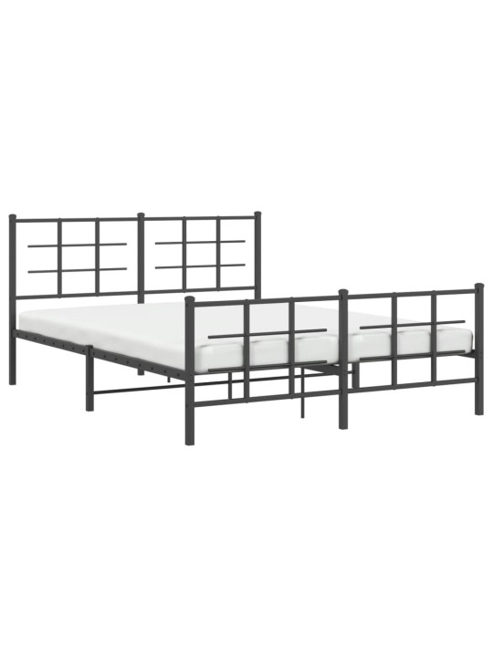 Kovový rám postele s hlavovým a nožním čelem černý 150 x 200 cm