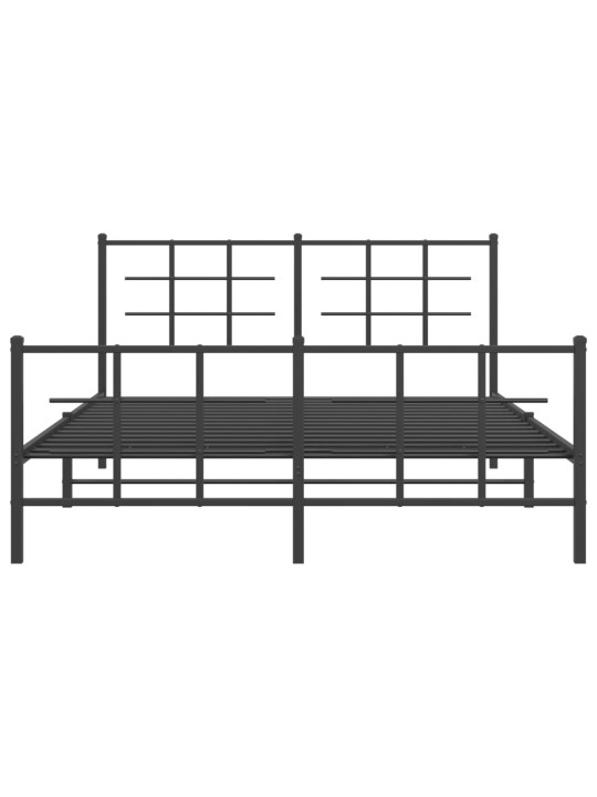 Kovový rám postele s hlavovým a nožním čelem černý 150 x 200 cm