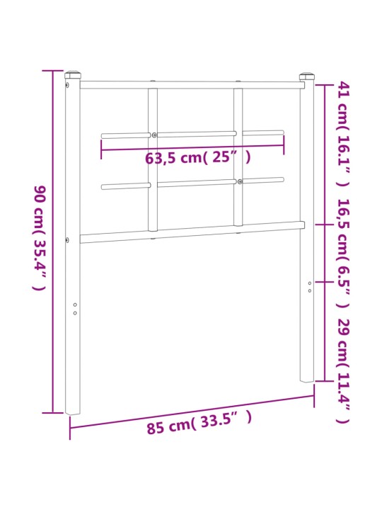 Kovové čelo postele černé 80 cm