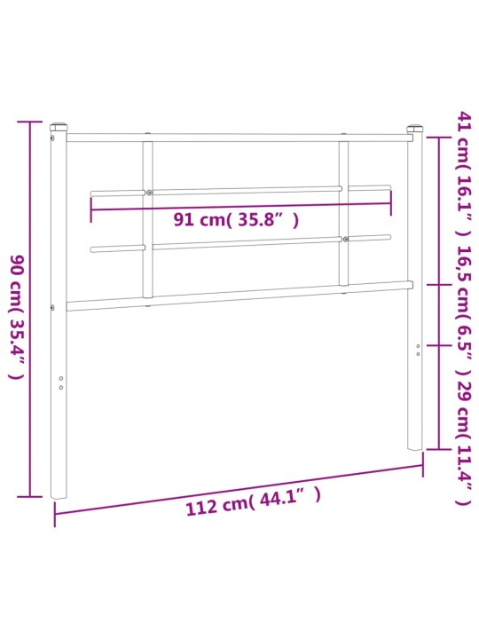 Kovové čelo postele černé 107 cm