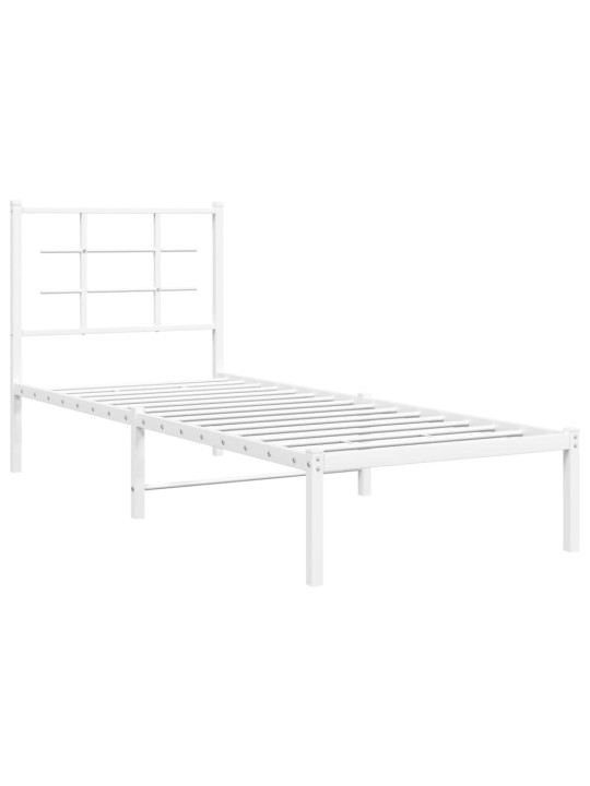 Kovový rám postele bez matrace s čelem bílý 75 x 190 cm